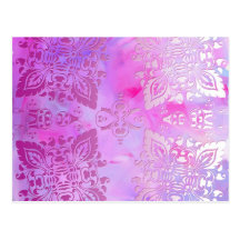 Pink Ornate Design Postcards