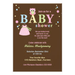 Pink Owl and Baby Dress Shower Invite