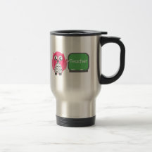 Pink Owl At Chalkboard Mug