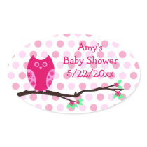 Pink Owl Baby Shower Favour Stickers