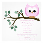 Pink Owl Baby Shower Invitation