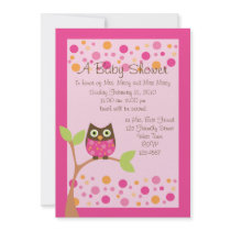 Pink Owl Baby Shower Invitation-hotpink by request