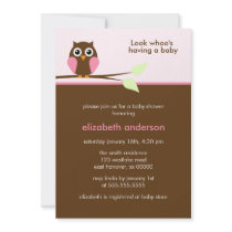Pink Owl Baby Shower Invitations