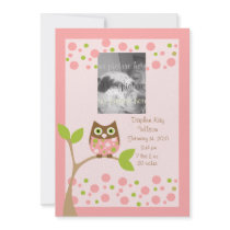 Pink Owl Birth Announcment.. Personalized Invite