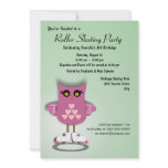 Pink Owl Skating Party Invitation
