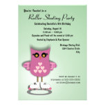 Pink Owl Skating Party Invitation
