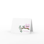 Pink Owl Thank You Card