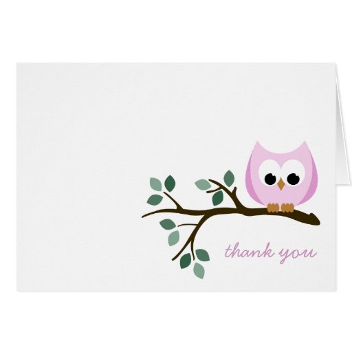 Pink Owl Thank You Card