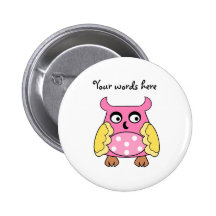 Pink owl with white polka dots