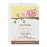 PInk Owls Baby Shower Invitation