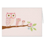 Pink Owls in a Row card