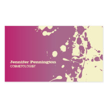 Pink paint splatter cosmetologist business card