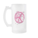 PINK PAINT SPLATTERED PEACE SIGN COFFEE MUG