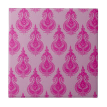 Pink paisley customizable name ceramic tiles