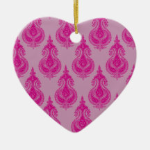 Pink paisley customizable name christmas ornaments