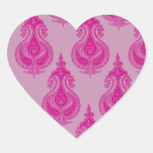 Pink paisley customizable name heart sticker