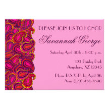 Pink Paisley Invites