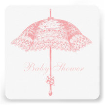 Pink Parasol Umbrella Baby Girl Shower Invite