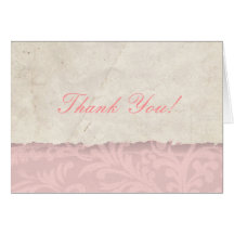 Pink Parchment Thank You Greeting Card