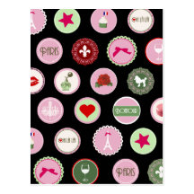 Pink Paris love girly pattern Post Card