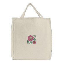 Pink Passion Flower Embroidered Bag