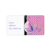 Pink Pastel Bird - Polk-a-dots Custom Address Labels