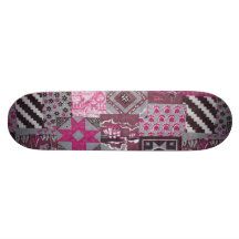 Pink Patchwork Skateboard Deck