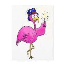 Pink Patriotic Flamingo Hat Sparkler Post Card
