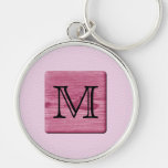Pink Patterned Image, with Custom Monogram Letter Key Chains