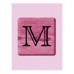 Pink Patterned Image, with Custom Monogram Letter Postcards