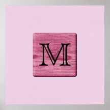Pink Patterned Image, with Custom Monogram Letter. Print