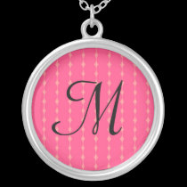 Pink patterned monogram necklace necklaces