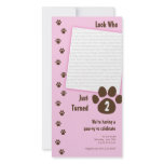 Pink Paw Print Birthday Invitation Personalized Photo Card