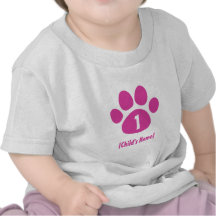 Pink Paw Print Birthday Tee Shirts