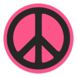 Pink Peace Symbol Stickers
