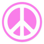 Pink Peace Symbol Stickers