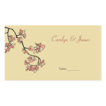 Pink Peach Blossoms Custom Place Card Business Card Templates