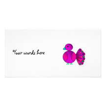 Pink peacock cute customized photo card