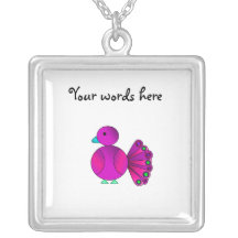 Pink peacock cute custom necklace