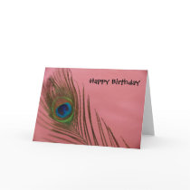 Pink Peacock Feathers Cards