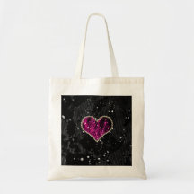 Pink Pearl Heart Tote Bags