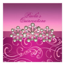 Pink Pearl Swirls Quinceañera Invitation