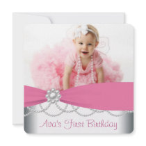 Pink Pearls Girls Photo 1st Birthday Party