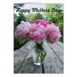 Pink Peonies in Vase Mothers Day Card