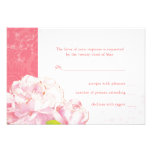 Pink Peony Bloom Swirls Wedding RSVP Cards (3.5x5) Custom Invite