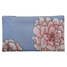 Pink peony cosmetics bags