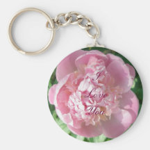 Pink Peony I Love You Keychain