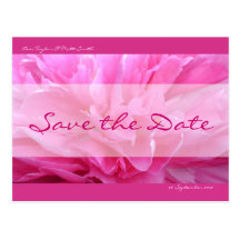 Pink Peony Save the Date Postcard