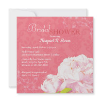 Pink Peony, Swirls, Damask Floral Bridal Shower Personalized Announcement