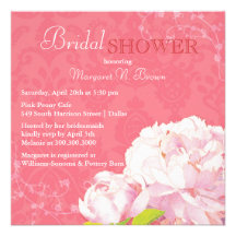 Pink Peony, Swirls, Damask Floral Bridal Shower Personalized Announcement